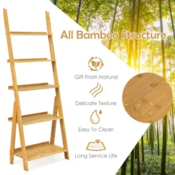 Costway 5-Tier Bamboo Ladder Shelf Bookshelf Display Storage Rack Flower Stand -Costway GUEST 32835e63 549b 448e 98e2 e4e4139d1f0f