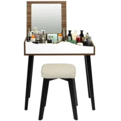 Costway Vanity Table Set With Flip Top Mirror Dressing Makeup Study Padded Stool -Costway GUEST 32b39fd6 606a 4ab7 8daa 74ec99435377