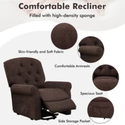 Costway Power Lift Recliner Chair Sofa For Elderly W/ Side Pocket & Remote Control BlackBrown -Costway GUEST 32c08943 232c 4dd3 a221 81a44b90b9cd