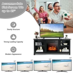 Costway 58'' 2-Tier Fireplace TV Stand W/18'' 1400W Electric Fireplace 65'' -Costway GUEST 32f0e45a c1ce 4dad a1d9 7f1ecdfc96ac