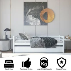 Costway Twin Size Trundle Daybed Wooden Slat Support Mattress Platform For Kids EspressoWhite -Costway GUEST 32f772a2 d710 4cbb bb38 80d57995f74f