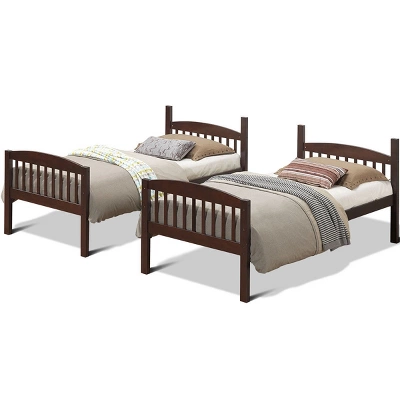 Costway Wood Solid Hardwood Twin Bunk Beds Detachable Safety Rail 8 Costway Wood Solid Hardwood Twin Bunk Beds Detachable Safety Rail - Image 8