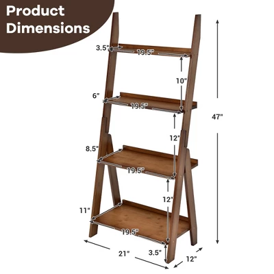 Costway 4 Tiers Bamboo Ladder Shelf Bookcase Storage Organizer Plant Flower Stand 3 Costway 4 Tiers Bamboo Ladder Shelf Bookcase Storage Organizer Plant Flower Stand - Image 3