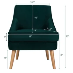 Costway Set Of 2 Accent Chairs Velvet Single Sofa Chair W/Rubber Wood Legs PinkGreenGrey