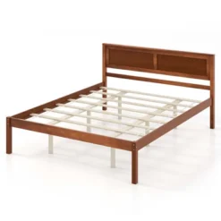 Costway Full/Queen/Twin Size Wooden Platform Bed Frame With Headboard Mattress Foundation Walnut -Costway GUEST 33857ba2 976a 47ba 80d6 d2031830f591