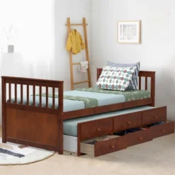 Costway Twin Captain's Bed Bunk Bed Alternative W/ Trundle & Drawers For Kids WalnutEspressoWhite -Costway GUEST 33963d6a e7e1 46e1 b3e3 1ac8f214095a