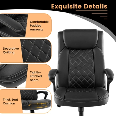 Costway Adjustable Office Desk Chair Ergonomic Executive Chair With Padded Headrest Armrest 7 Costway Adjustable Office Desk Chair Ergonomic Executive Chair With Padded Headrest Armrest - Image 7