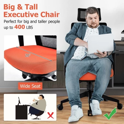Costway Mesh Office Chair Big Tall Ergonomic Executive Chair Height Adjustable 400 Lbs 3 Costway Mesh Office Chair Big Tall Ergonomic Executive Chair Height Adjustable 400 Lbs - Image 3