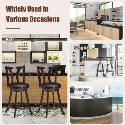 Costway Set Of 4 Swivel Bar Stool 24'' Counter Height Leather Padded Dining Kitchen Chair 5 Costway Set Of 4 Swivel Bar Stool 24'' Counter Height Leather Padded Dining Kitchen Chair - Image 5