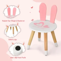 Costway Kids Vanity Set Rabbit Makeup Dressing Table Chair Set W/ Mirror Drawer WhitePink -Costway GUEST 343cb3cf a817 416d 9156 fc286321156e