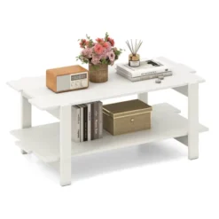 Costway 2-Tier Coffee Table Irregular Center Table With Open Storage Shelf Cocktail Table Walnut/Black/Brown/White -Costway GUEST 34bdb91c 81e1 489f b7c7 45eb41dd8770