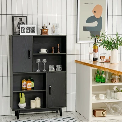 Costway Sideboard Storage Cabinet Bookshelf Cupboard W/Door Shelf Black / White / Espresso 1 Costway Sideboard Storage Cabinet Bookshelf Cupboard W/Door Shelf Black / White / Espresso