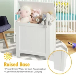 Costway Wooden Toy Box Kids Storage Chest Organizer W/ Flip-Top Lid & Safety Hinge White -Costway GUEST 34d5578f d3b8 4268 b307 e7869776c001