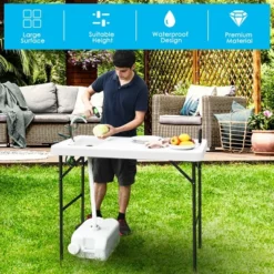 Costway Folding Fish Table Hunting Clean Cutting Camping Sink Faucet W Sprayer