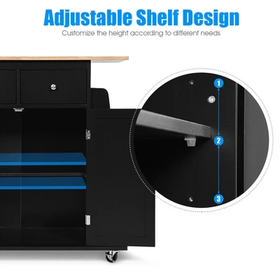 Costway Rolling Kitchen Island Utility Trolley Cabinet Storage Spice Towel Rack 6 Costway Rolling Kitchen Island Utility Trolley Cabinet Storage Spice Towel Rack - Image 6