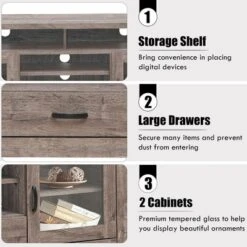 Costway TV Stand Tall Entertainment Center Hold Up To 65'' TV W/ Glass Storage & Drawer 16 Costway TV Stand Tall Entertainment Center Hold Up To 65'' TV W/ Glass Storage & Drawer -Costway GUEST 3553f59a 0e28 423b 8014 a607bb19b9ad