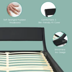 Costway Queen Faux Leather Upholstered Platform Bed Adjustable Headboard Black -Costway GUEST 35666d05 baeb 4211 ad71 b76c83372d76