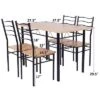 Costway 5 Piece Dining Table Set 29.5" With 4 Chairs Wood Metal Kitchen Breakfast Furniture Brown