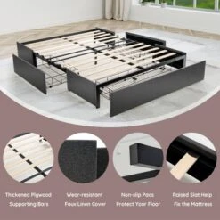 Costway Platform Bed Frame With 3 Storage Drawers Mattress Foundation Grey 16 Costway Platform Bed Frame With 3 Storage Drawers Mattress Foundation Grey -Costway GUEST 35c92468 c692 4268 8966 a7c3ff4f86c4