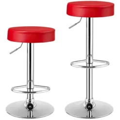 Costway Set Of 4 Round Bar Stool Adjustable Swivel Pub Chair W/ Footrest WhiteRedBlack -Costway GUEST 36165cf6 cd5f 4d09 8cce b077925b6b99 1