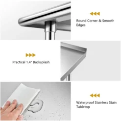 Costway Stainless Steel Table For Prep & Work W/ Backsplash -Costway GUEST 3635c4ff fdd3 40f0 a476 6282d61078f8