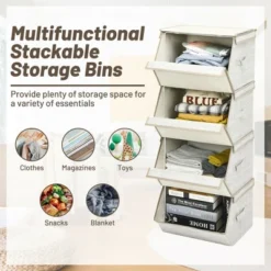 Costway Stackable Large Bins Cubes W/Lids Storage Organizers W/Linen&Oxford Fabric 4 Sets 11 Costway Stackable Large Bins Cubes W/Lids Storage Organizers W/Linen&Oxford Fabric 4 Sets -Costway GUEST 3674360f 22c2 430d 99fe 6d5d9291c7fc