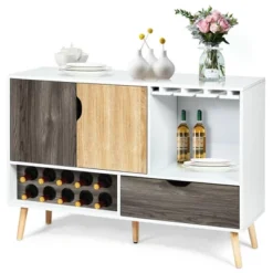 Costway Mid-Century Buffet Sideboard Wooden Storage Cabinet W/ Wine Rack & Glass Holder -Costway GUEST 367b89cd 1693 449a b343 4d7d6c606663