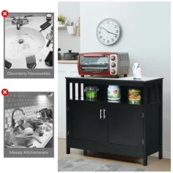 Costway Kitchen Buffet Server Sideboard Storage Cabinet W/2 Doors & Shelf WhiteBlack -Costway GUEST 368f8cf7 7992 4d26 bde3 d22d5d91689c