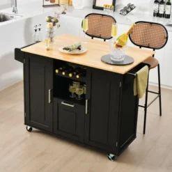 Costway Rolling Kitchen Island Utility Serving Cart With Drop Leaf Wine Rack Drawer -Costway GUEST 36caa2a6 9b7f 466d b719 0e447dbc189b