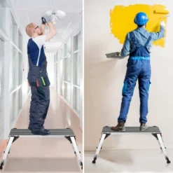 Costway 330lbs Aluminum Step Stool Folding Bench Work Platform Non-slip Drywall Ladder -Costway GUEST 375b9837 3654 46aa b37d de31ee265b4b