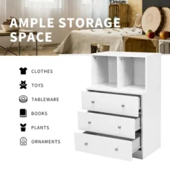 Costway 3 Drawer Dresser W/ Cubbies Storage Chest For Bedroom Living Room White/Black/Grey 17 Costway 3 Drawer Dresser W/ Cubbies Storage Chest For Bedroom Living Room White/Black/Grey -Costway GUEST 37a521fa 8092 4041 8b2b 40b1749fbfaa