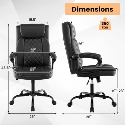 Costway Adjustable Office Desk Chair Ergonomic Executive Chair With Padded Headrest Armrest 2 Costway Adjustable Office Desk Chair Ergonomic Executive Chair With Padded Headrest Armrest - Image 2
