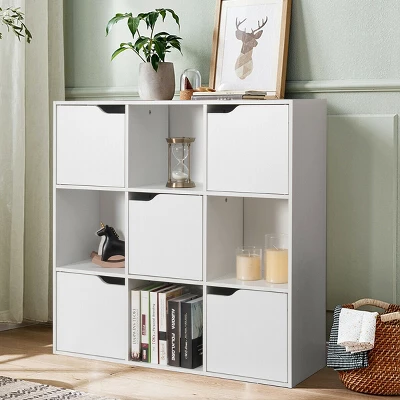 Costway 9 Cube Bookcase Cabinet Wood Bookcase Storage Shelves Room Divider Organization 5 Costway 9 Cube Bookcase Cabinet Wood Bookcase Storage Shelves Room Divider Organization - Image 5