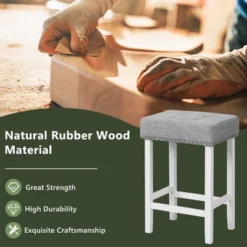 Costway Set Of 2 Bar Stools Tufted Upholstered Counter Height Chairs With Rubber Wood Legs -Costway GUEST 38582443 6ac6 44a4 b4d6 37f90dfba6de