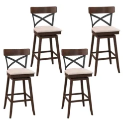 Costway Set Of 4 Wooden Swivel Bar Stools Upholstered Counter Height Dining Chairs 17 Costway Set Of 4 Wooden Swivel Bar Stools Upholstered Counter Height Dining Chairs -Costway GUEST 3875a733 0888 4353 98e5 346f31bf5a3e