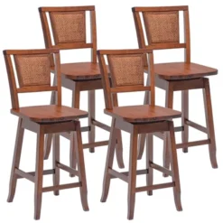 Costway Set Of 2/4 Swivel Bar Stools Counter Height Rubber Wood Pub Chairs W/ Rattan Back 18 Costway Set Of 2/4 Swivel Bar Stools Counter Height Rubber Wood Pub Chairs W/ Rattan Back -Costway GUEST 38f9bdfe f7a8 4f06 abff 9dff56e25747