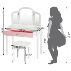 Costway Kids Vanity Set Princess Makeup Dressing Play Table Set W/Mirror White Pink 12 Costway Kids Vanity Set Princess Makeup Dressing Play Table Set W/Mirror White Pink -Costway GUEST 3923dceb 5a03 46b8 95e7 18774d38d2e6
