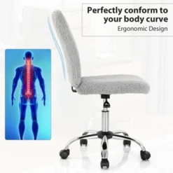 Costway Armless Faux Fur Leisure Office Chair Adjustable Swivel Task Chair -Costway GUEST 39956985 477e 4a9d a6fe 151c03e3408f