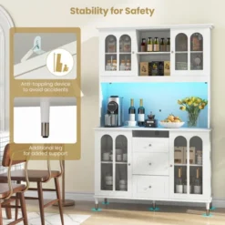 Costway 73” Kitchen Pantry Cabinet Kitchen Storage Hutch With LED Lights USB Ports Type-C Port AC Outlets Kitchen Utility Cabinet With 3 Drawers -Costway GUEST 39a29e2b b73a 4eb4 9d53 4059dca66aef