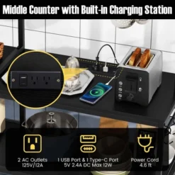 Costway Bakers Rack 5-Tier Coffee Bar Table With 10 S-Shaped Hooks & Power Outlets Rustic Brown/Black 15 Costway Bakers Rack 5-Tier Coffee Bar Table With 10 S-Shaped Hooks & Power Outlets Rustic Brown/Black -Costway GUEST 39ede9b2 e4bb 44ad bdf4 560e46e18c3f