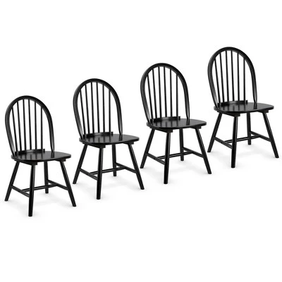 Costway Set Of 4 Vintage Windsor Dining Side Chair Wood Spindleback Kitchen Room BlackWhite 8 Costway Set Of 4 Vintage Windsor Dining Side Chair Wood Spindleback Kitchen Room BlackWhite - Image 8