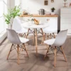 Costway Dining Table Set Modern 5 PCS For 4 Round Dining Room Table Set W/Solid Wood Leg