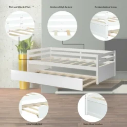 Costway Twin Size Trundle Daybed Wooden Slat Support Mattress Platform For Kids EspressoWhite -Costway GUEST 3a6b93bb e611 4da1 aa5b 42cda8ec0016