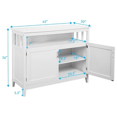 Costway Modern Kitchen Storage Cabinet Buffet Server Table 36" Sideboard Dining Wood White 1 Costway Modern Kitchen Storage Cabinet Buffet Server Table 36" Sideboard Dining Wood White