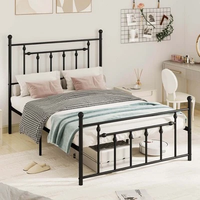Costway Twin/Full/Queen Size Metal Bed Frame With Headboard Under-bed Storage Mattress Foundation 11 Costway Twin/Full/Queen Size Metal Bed Frame With Headboard Under-bed Storage Mattress Foundation - Image 11