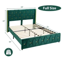 Costway Upholstered Platform Bed Frame Adjustable Headboard Footboard Modern Green -Costway GUEST 3aa05feb be60 4de2 975b 16cc66d5857c