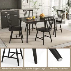 Costway Windsor Dining Chairs Set Of 2 Armless Spindle Back Solid Rubber Wood Black/Natural -Costway GUEST 3acaa474 5159 4562 823b 40641a5c94d8