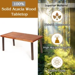 Costway Rectangular Acacia Wood Dining Table Rustic Furniture Indoor &Outdoor 11 Costway Rectangular Acacia Wood Dining Table Rustic Furniture Indoor &Outdoor -Costway GUEST 3ade5c3c a1f5 4857 a300 21673039661b