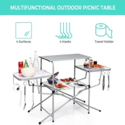 Costway Foldable Camping Table Outdoor Kitchen Portable Grilling Stand Folding BBQ Table -Costway GUEST 3adf229b 4767 44e6 aebc a4986b32f0c6