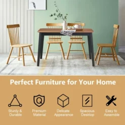 Costway Mid Century Modern Rectangular Dining Room Table W/ Solid Wooden Legs Walnut -Costway GUEST 3af32f26 4e5e 4e70 8390 3789d64a9add